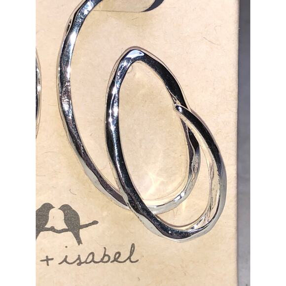 CHLOE + ISABEL polished silver sculptural double hoop earrings - E048 - Picture 2 of 2